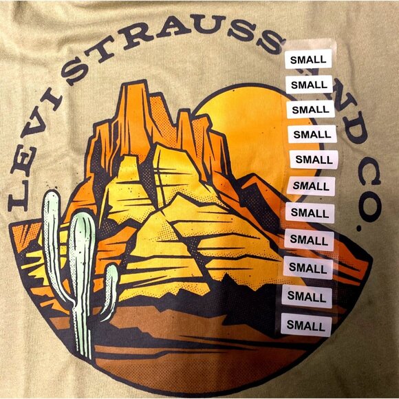 Levis Mens Small Beige Graphic T-Shirt Featuring Desert Mountain & Cactus Artwor - Picture 3 of 4